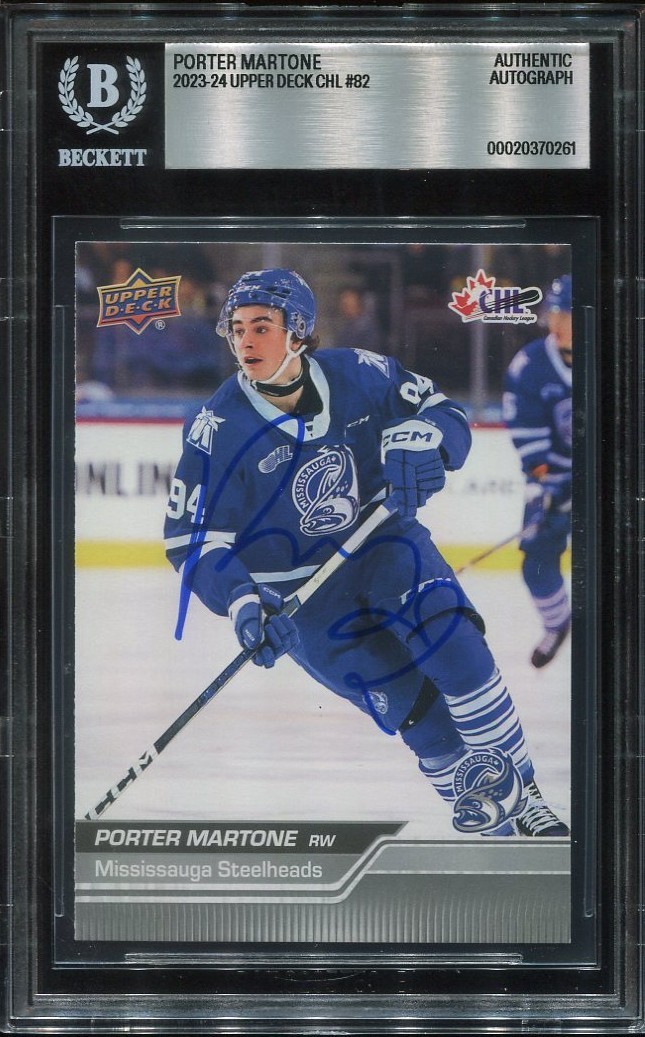 PORTER MARTONE signed auto 2023 UPPER DECK CHL ROOKIE CARD RC BECKETT (BAS)