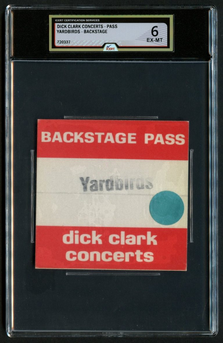 Dick Clark Concert Tour Pass Yarbirds Backstage Grade 6 iCERT Slabbed