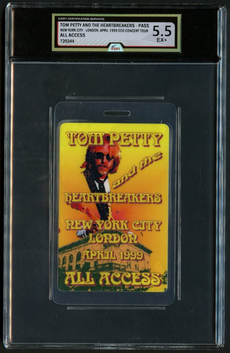Tom Petty & The Heartbreakers Tour All Access Pass Laminate Grade 5.5 iCERT Slab