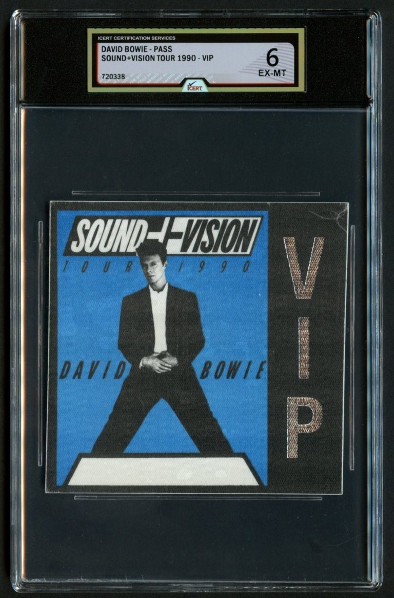 David Bowie Sound + Vision 1990 Tour VIP Pass Grade 6 iCERT Slabbed