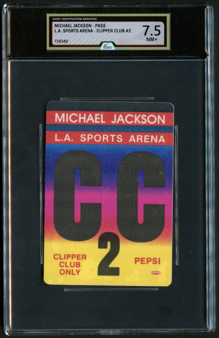 Michael Jackson L.A. Sports Arena Backstage Pass Grade 7.5 iCERT Slabbed