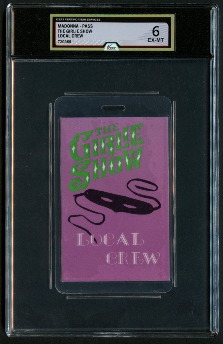 Madonna The Girlie Show Tour Local Crew Pass Laminate Grade 6 iCERT Slabbed