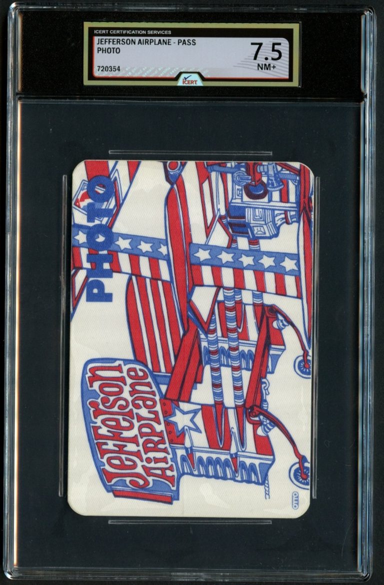 Jefferson Airplane Concert Tour Backstage Pass Grade 7.5 iCERT Slabbed