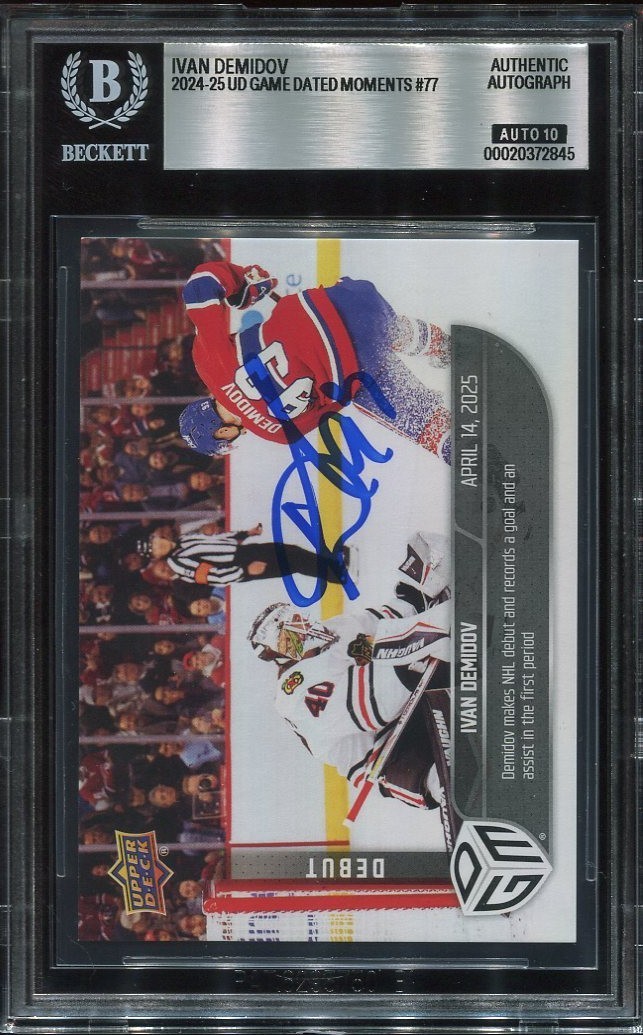 IVAN DEMIDOV signed auto 2024 UD GAME DATED ROOKIE CARD RC BECKETT 10 (BAS)