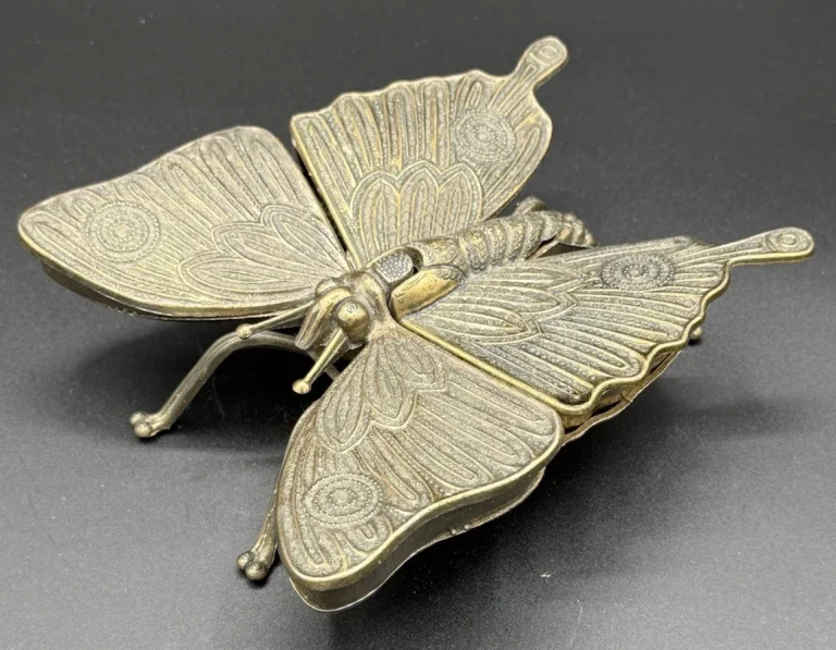 Vintage Italian Butterfly Ashtray Trinket Box Hinged Wings Rare