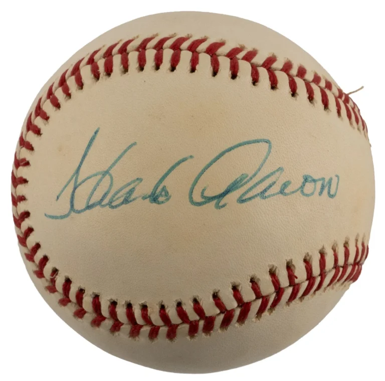 Beautiful Hank Aaron Signed 1974 American League Macphail Baseball JSA COA