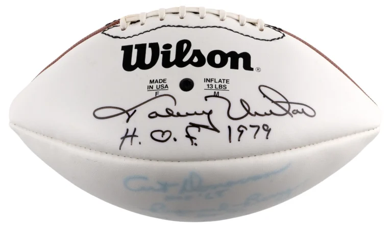 Johnny Unitas Lenny Moore Art Donovan Raymond Berry Colts Signed Football JSA