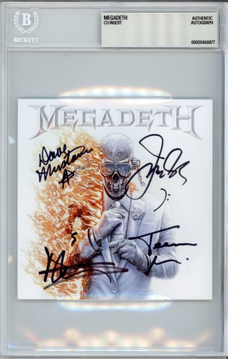 SIGNED Megadeth CD Album Card BAS Beckett COA AUTOGRAPH Dave Mustaine & BAND