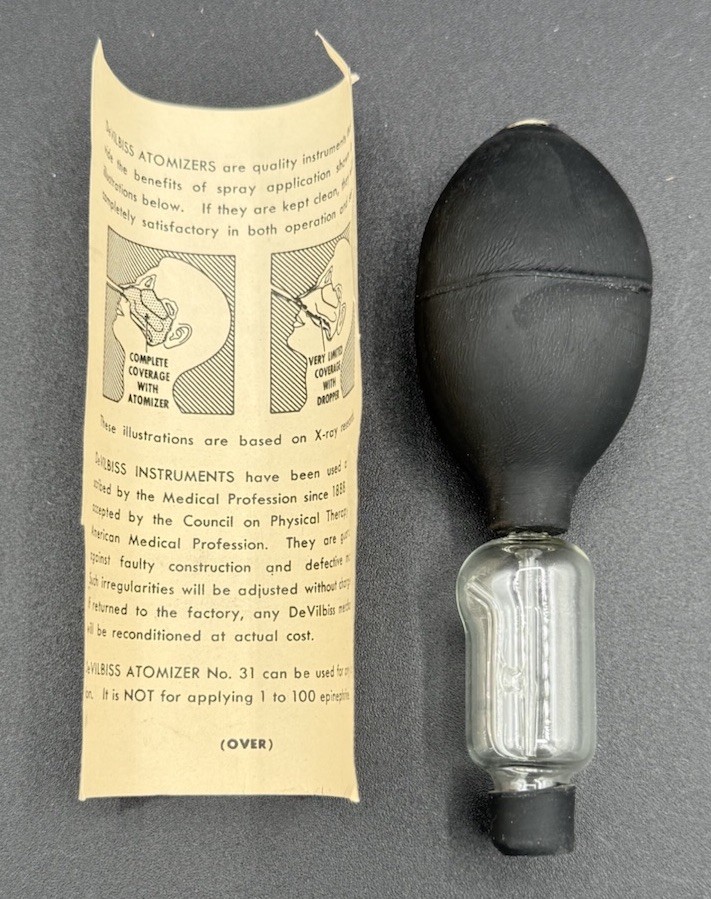 Vintage Medical DeVilbiss Nose Throat Atomizer #31 Original Box Instructions