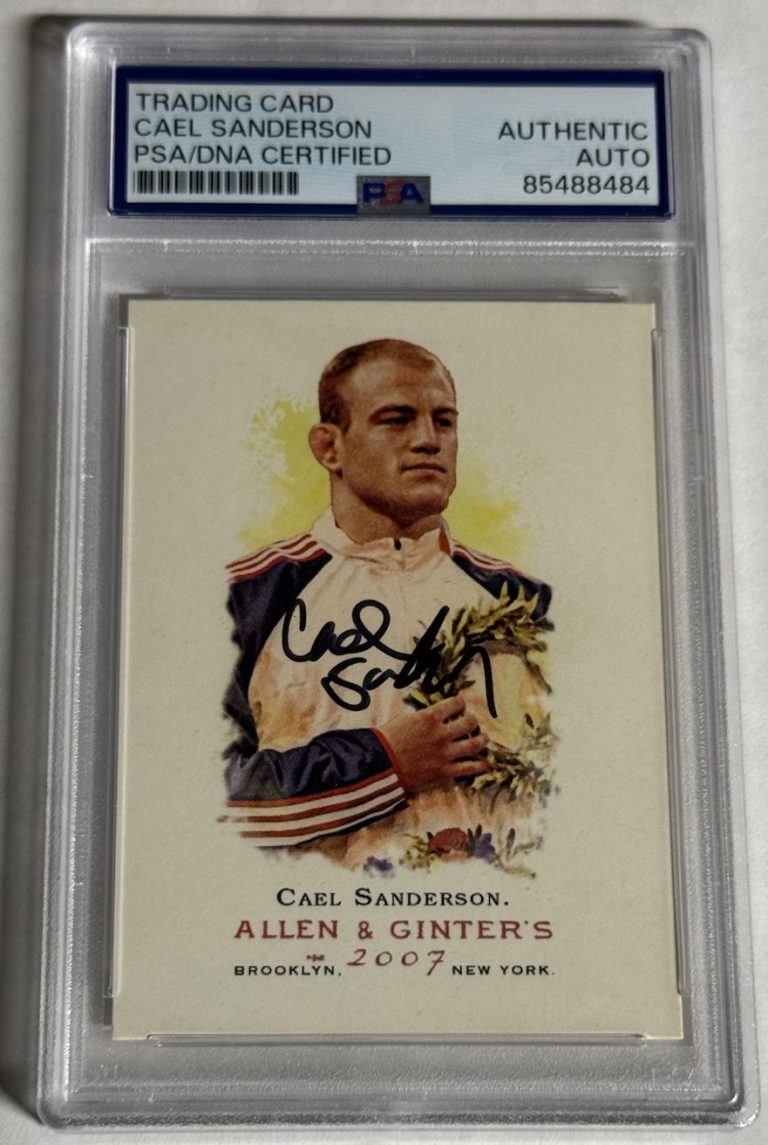 2007 Allen Ginter #23 Cael Sanderson Auto Signed Autograph Wrestling Card PSA