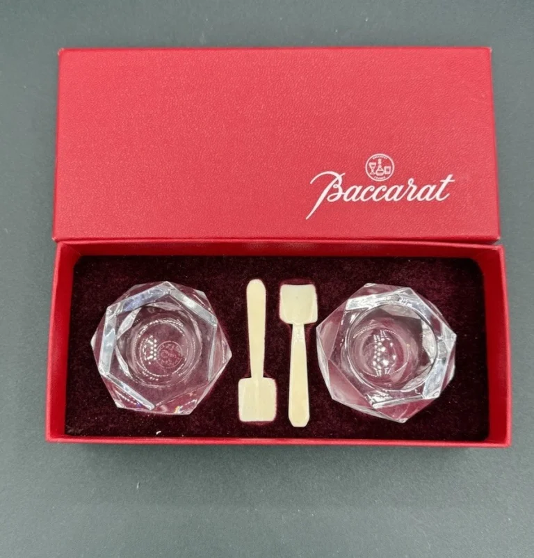 Baccarat Crystal Salt Pepper Cellar Set Caviar Made In France, Original Box