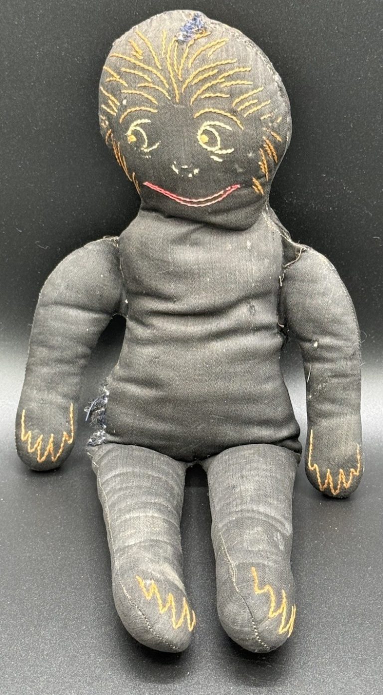 Primitive Black Folk Art Rag Doll Handmade Stuffed Cloth Doll Vintage
