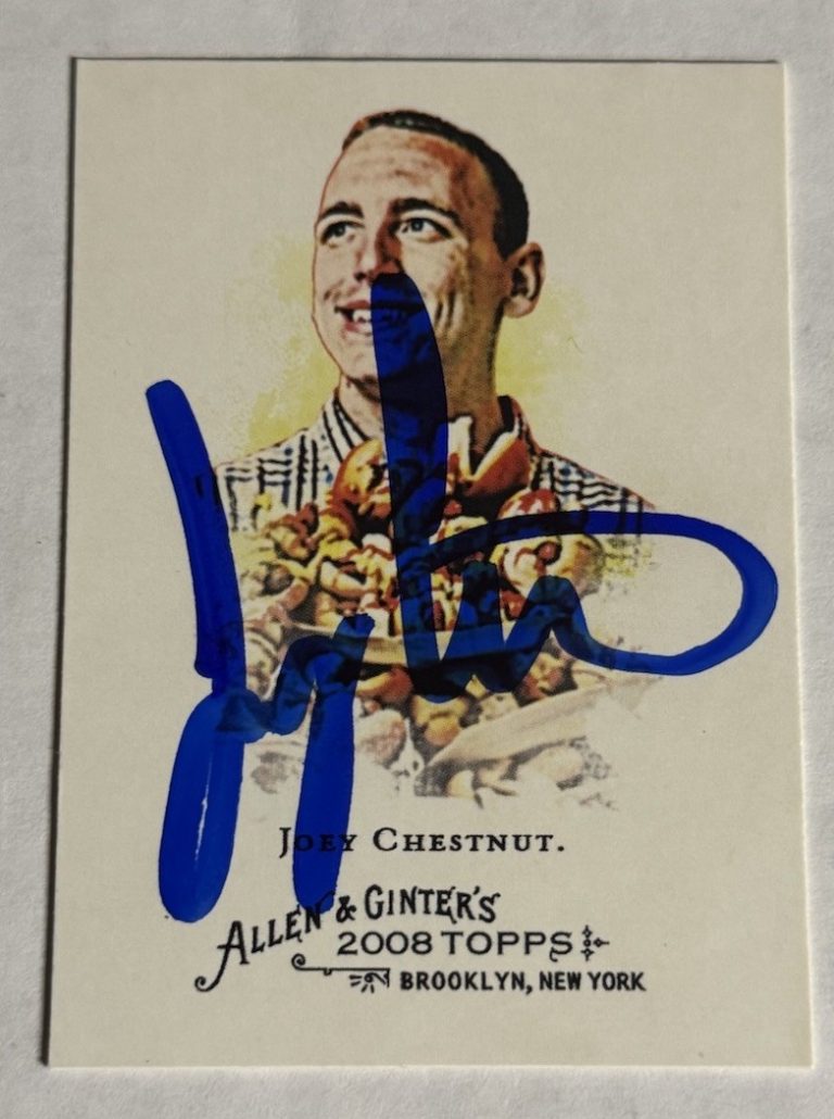 Signed 2008 Topps Allen & Ginter Joey Chestnut RC 109 Hot Dog Champion Auto