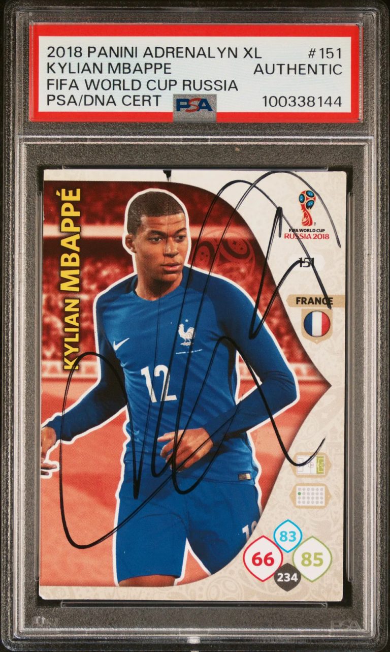 2018 Panini Adrenalyn XL World Cup Russia #151 Kylian Mbappe Signed Card PSA Aut