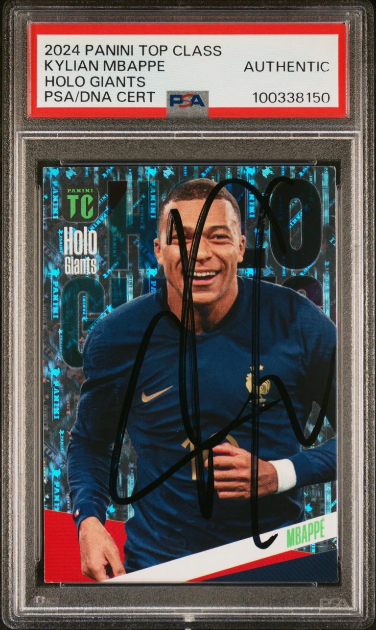 2024 Panini Top Class Holo Giants Kylian Mbappe Signed Card PSA Auto Autographed