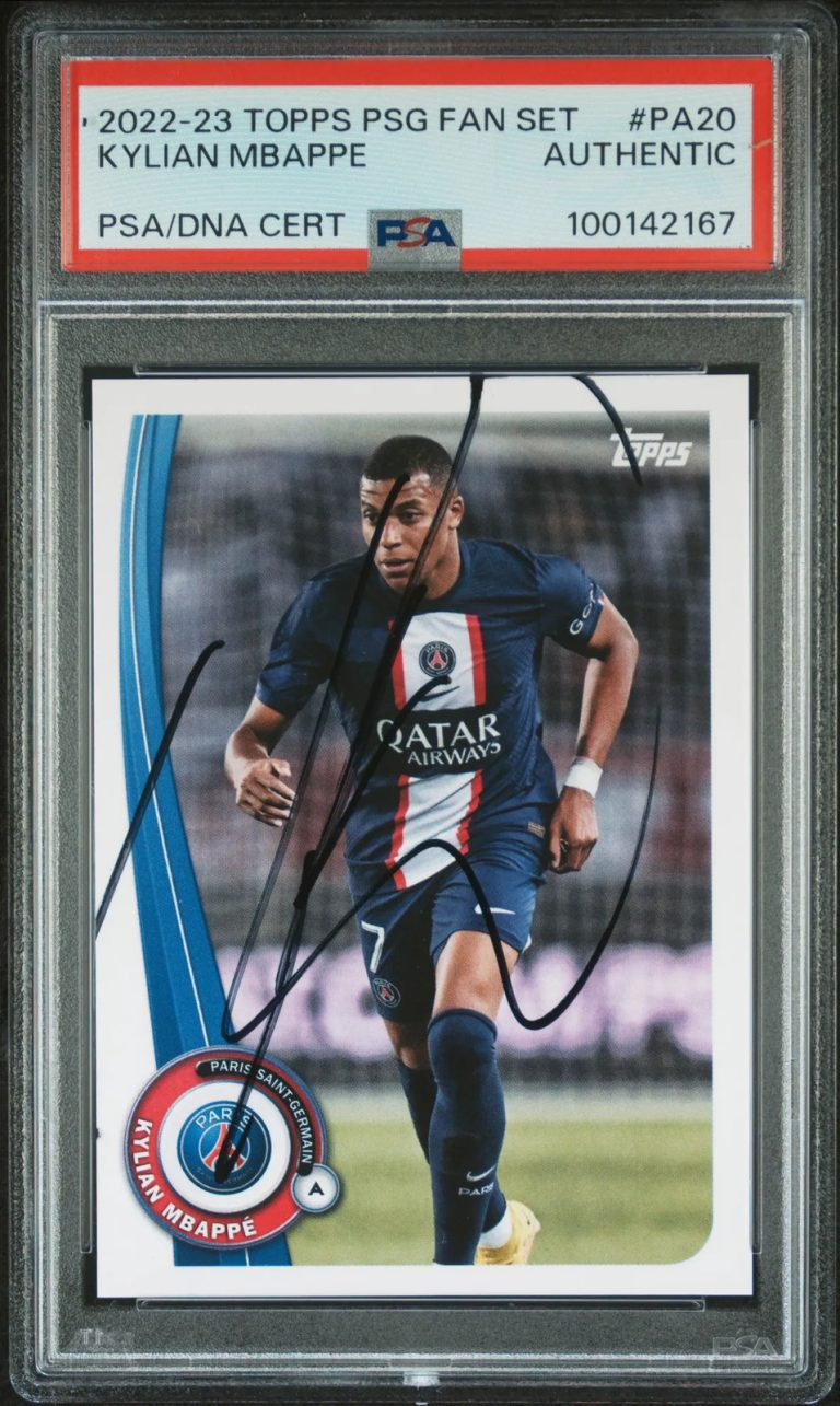 2022 Topps Paris Saint-Germain Fan Set #PA20 Kylian Mbappe Signed Card PSA Auto