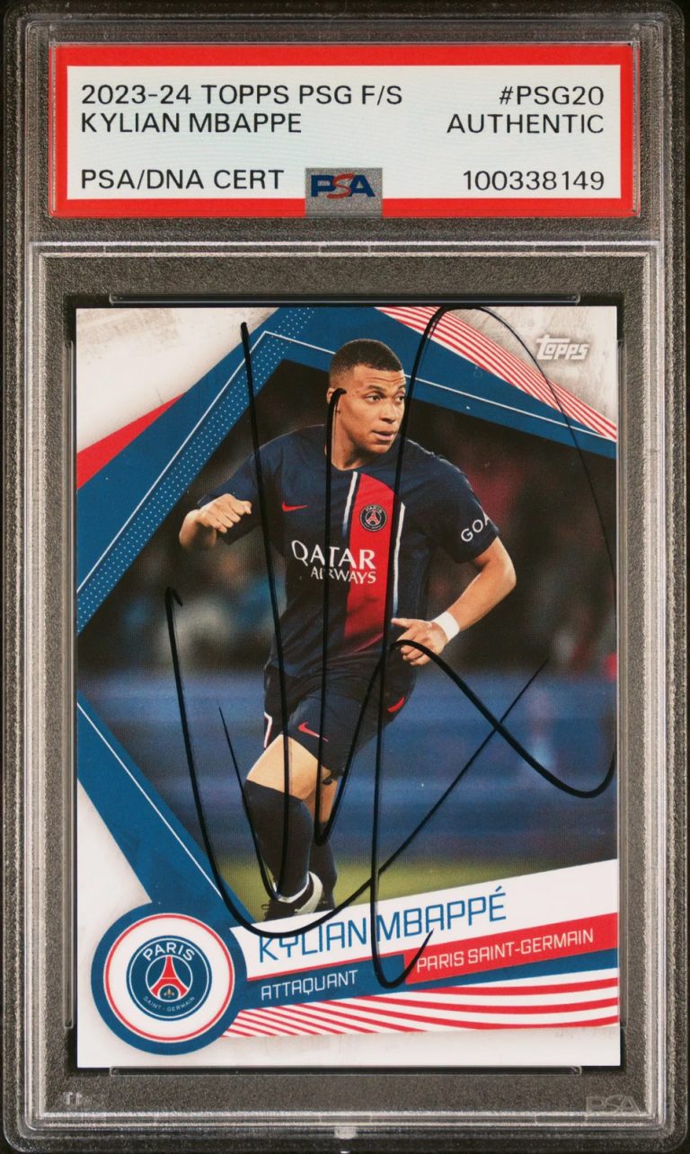 2023 Topps Paris Saint-Germain Fan Set #PSG20 Kylian Mbappe Signed Card PSA Auto