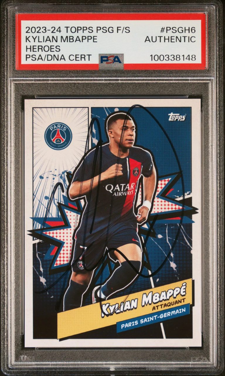 2023 Topps PSG Fan Set Heroes #PSGH6 Kylian Mbappe Signed Card PSA Auto