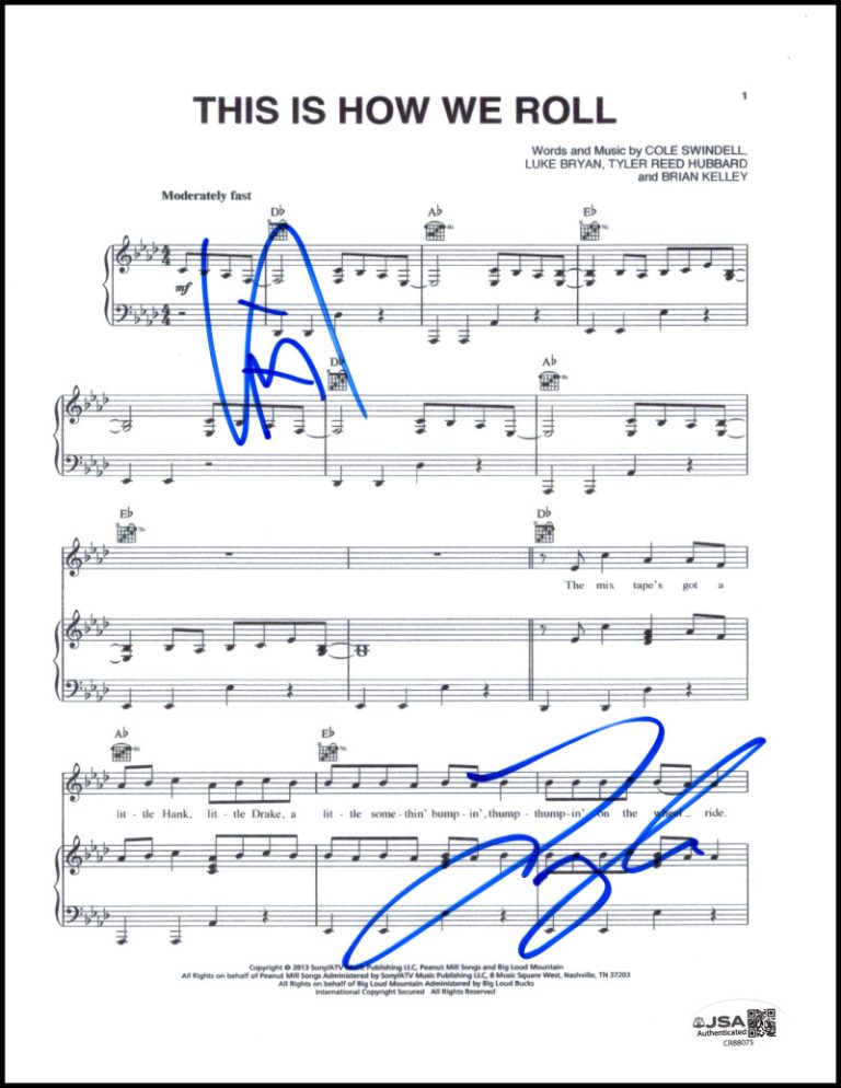 Florida Georgia Line Signed Autograph This is How We Roll Sheet Music w/ JSA COA