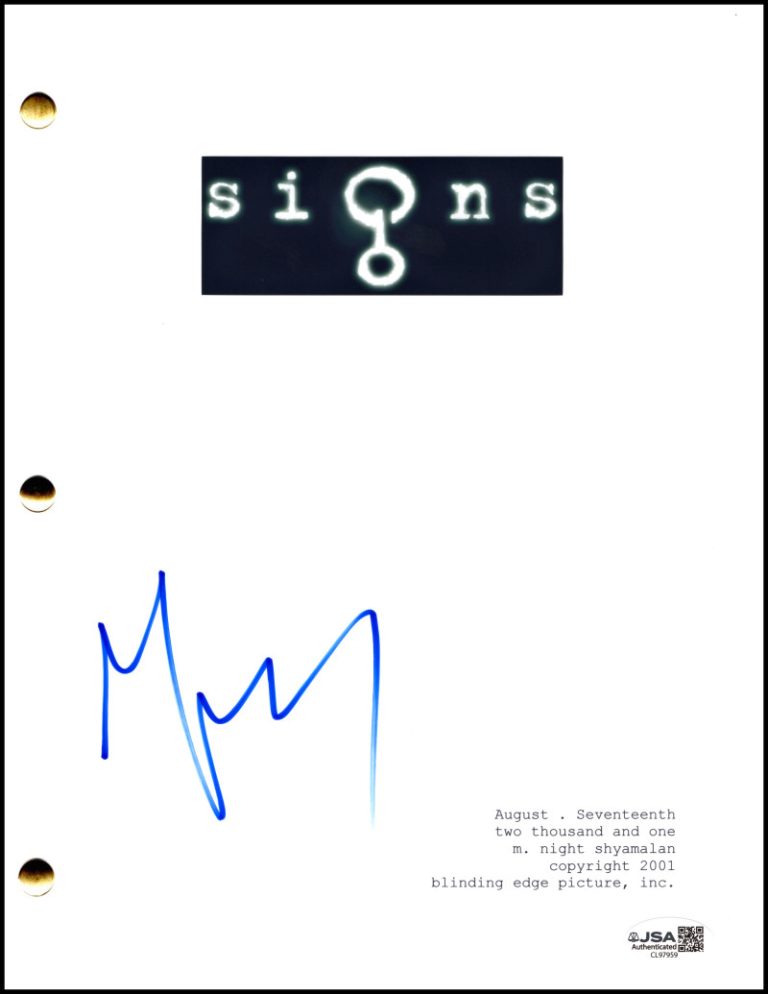 M Night Shyamalan Signed Autograph Signs Full Movie Script Screenplay w/ JSA COA