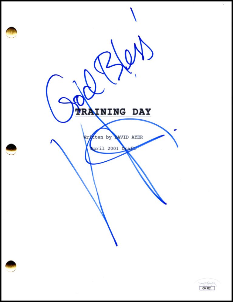 Denzel Washington Signed Autograph Training Day Movie Script Screenplay JSA COA
