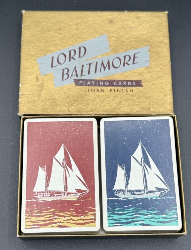 Vintage Lord Baltimore Sailboats Ships Double Deck Linen Finish Playing Cards