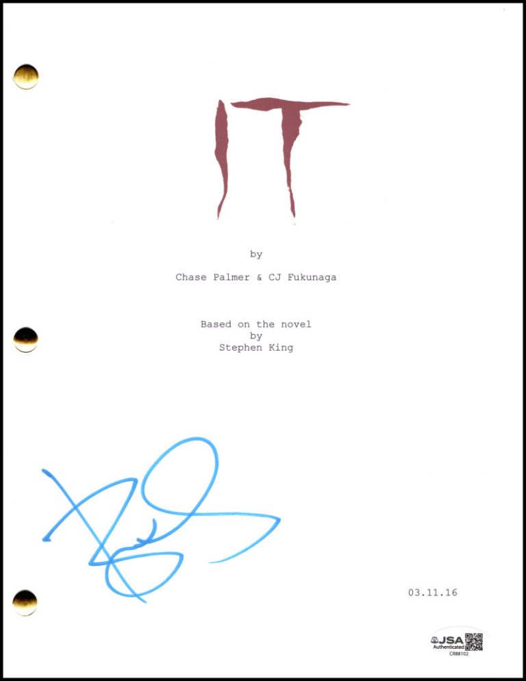 Bill Skarsgard Signed Autograph It Full Script Screenplay - Pennywise w/ JSA COA