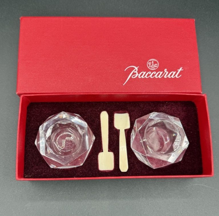 Baccarat Crystal Salt Pepper Cellar Set Caviar Made In France, Original Box