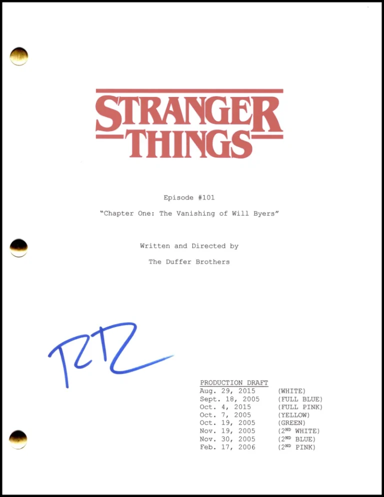 Ross Duffer Signed Autograph Stranger Things Full Pilot Script Screenplay