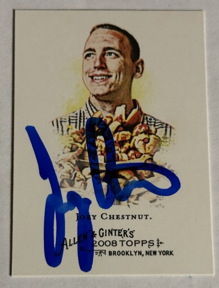 Signed 2008 Topps Allen & Ginter Joey Chestnut RC 109 Hot Dog Champion Auto