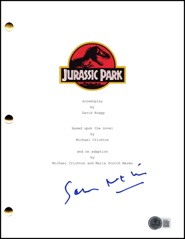 Sam Neill Signed Autograph Jurassic Park Script Screenplay - Alan Grant BAS COA