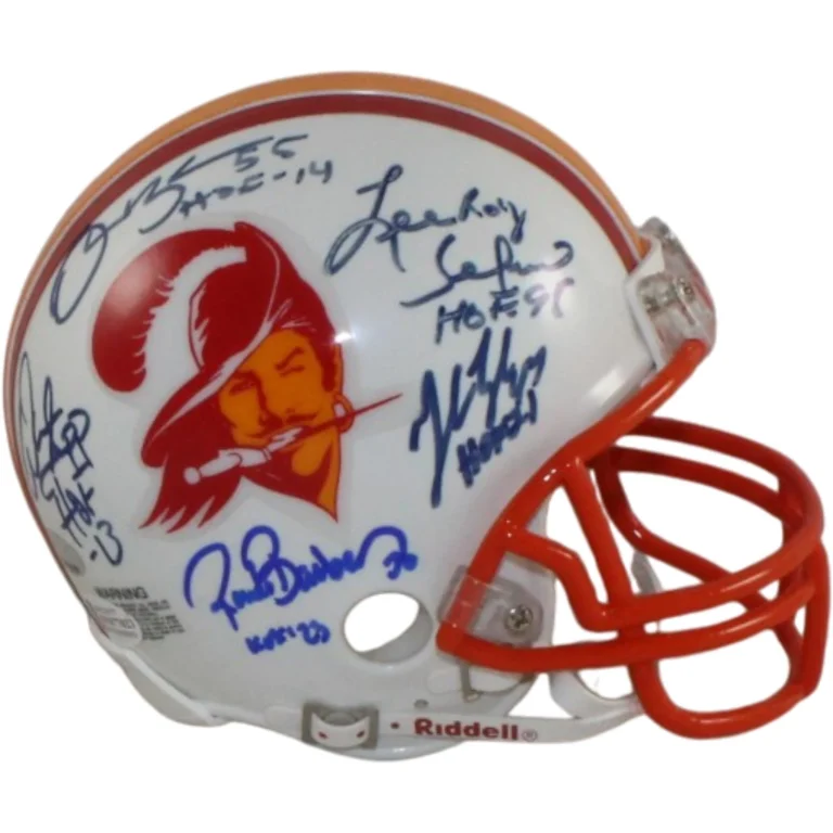 Lee Roy Selmon +4 Tampa Bay Buccaneers Signed 75-96 Mini Helmet Beckett 57261