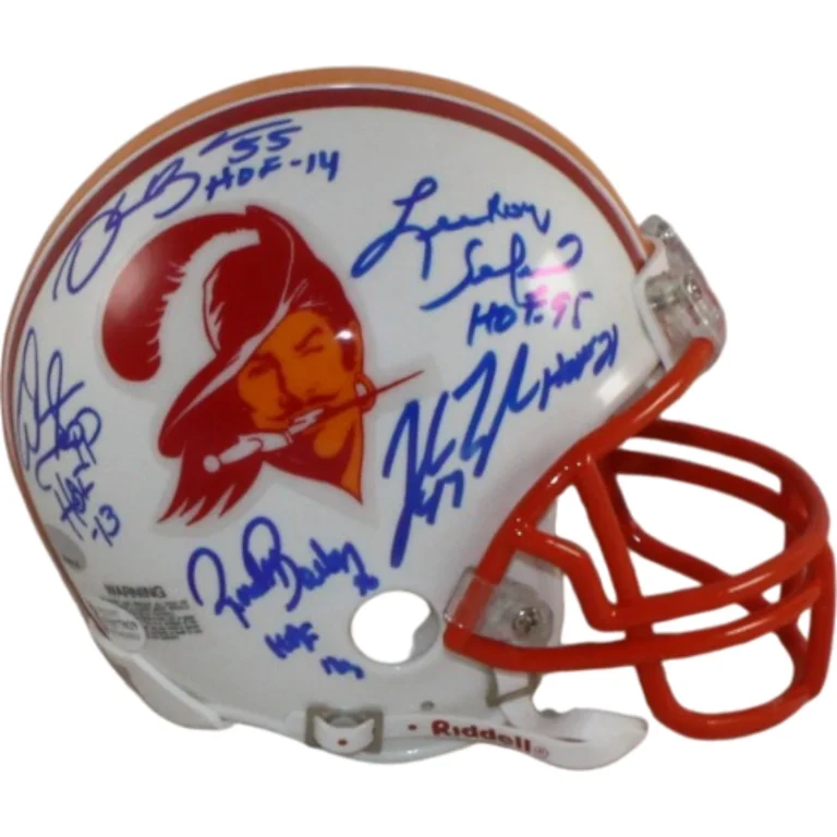 Lee Roy Selmon +4 Tampa Bay Buccaneers Signed 75-96 Mini Helmet Beckett 57280