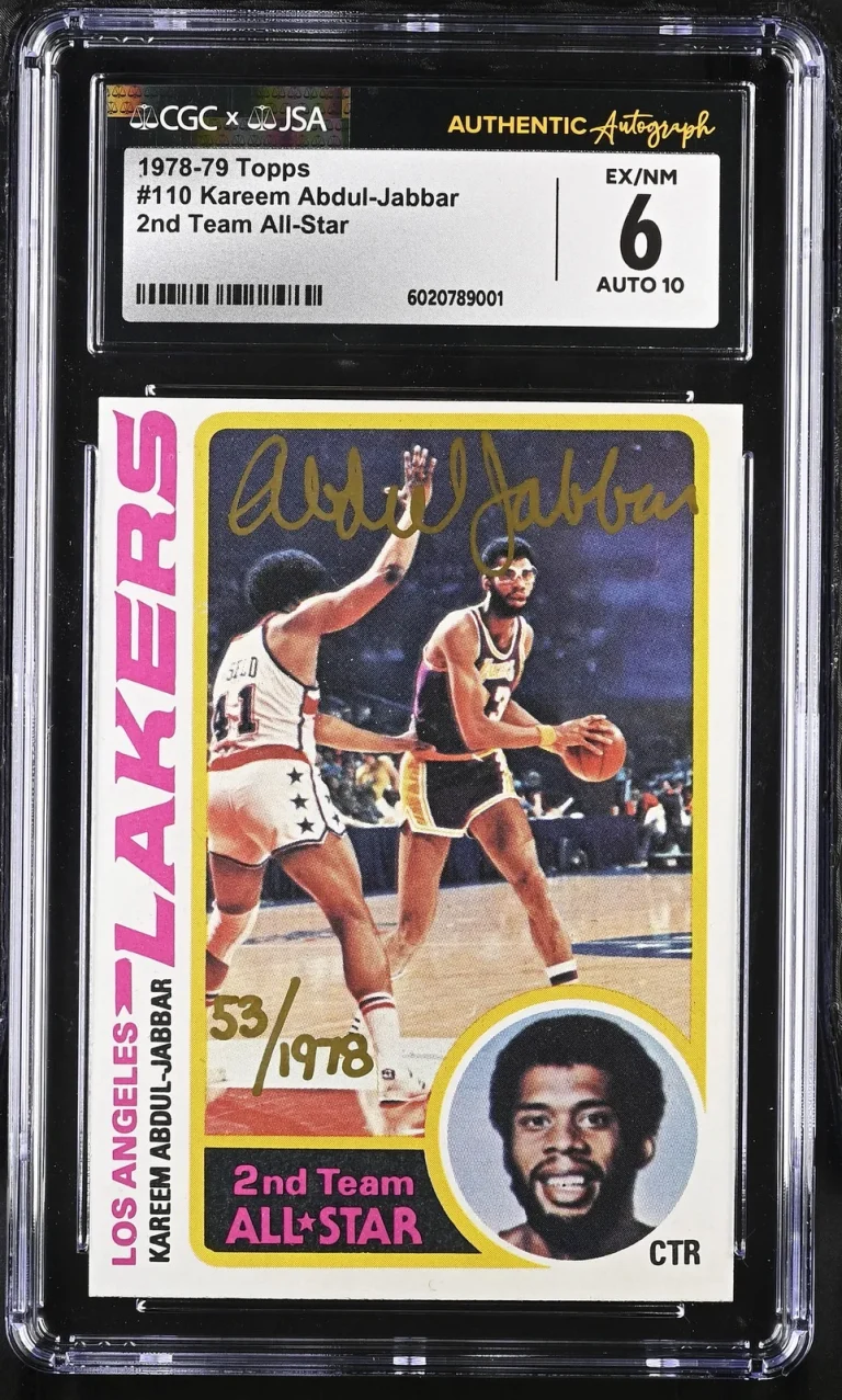 1978 Topps 2nd Team All-Star#110 Kareem Abdul-Jabbar Signed Card JSA Auto 10 CGC