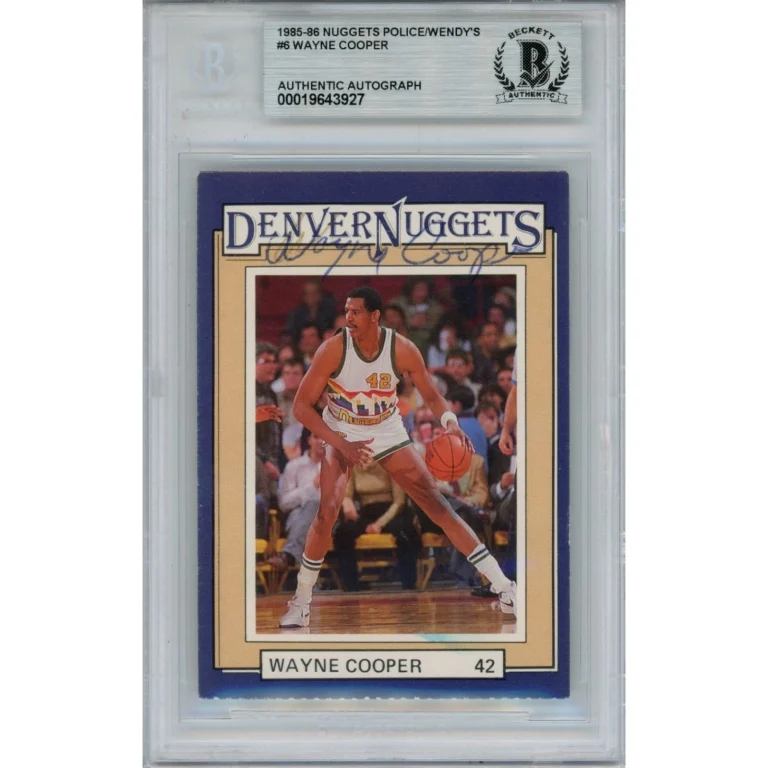 Wayne Cooper Signed Denver Nuggets 1986 Wendys Police Trading Card Beckett 57811