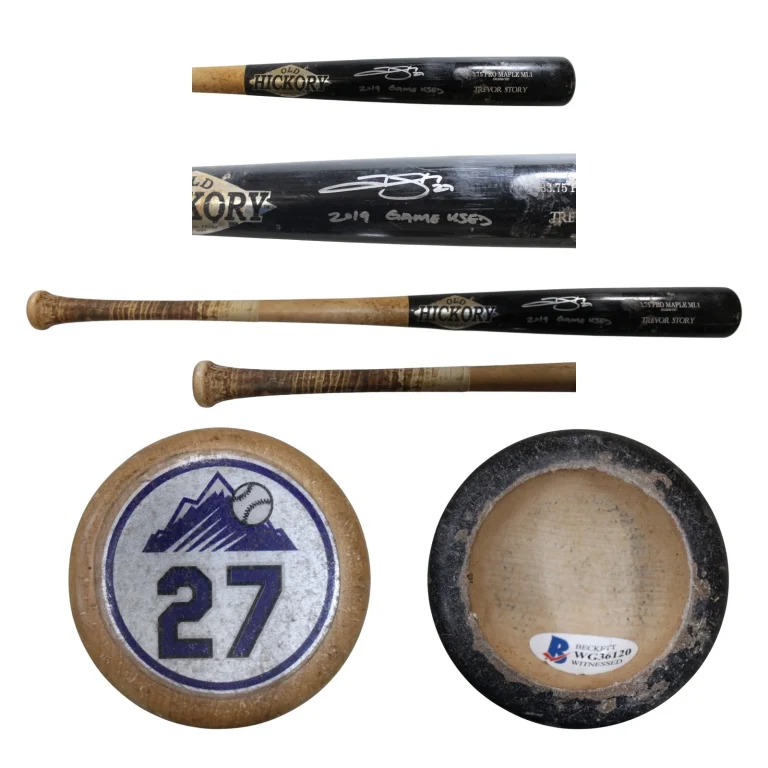 Trevor Story Signed Colorado Rockies Game Used '19 Old Hickory Bat Beckett 57823