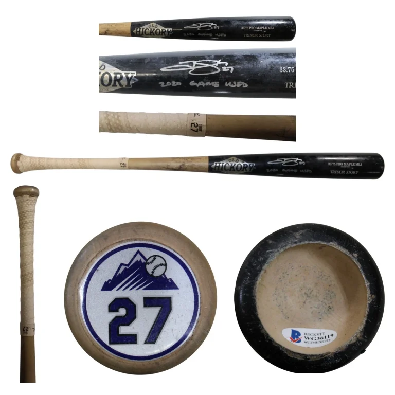 Trevor Story Signed Colorado Rockies Game Used '20 Old Hickory Bat Beckett 57825