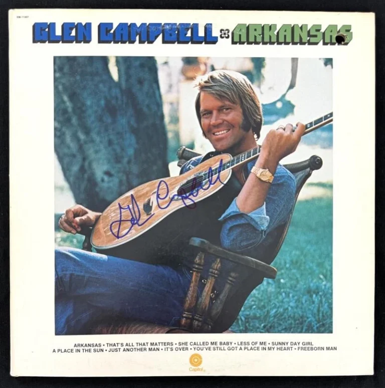 Glen Campbell Signed Autograph Arkansas Album Vinyl Record LP w/ JSA COA