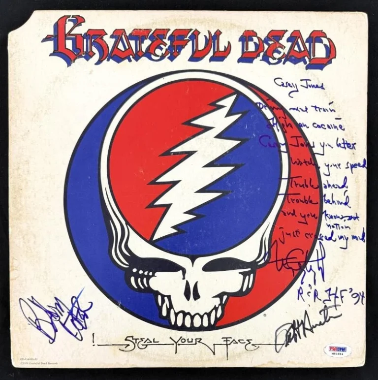 Bob Weir Robert Hunter Tom C Signed Autograph Grateful Dead Album Record PSA COA