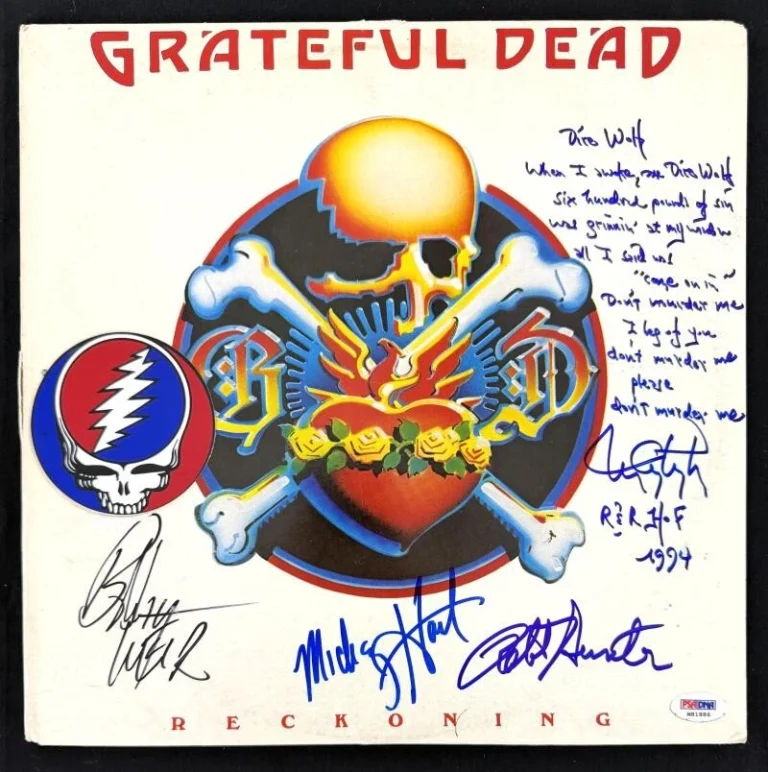 Bob Weir Robert Hunter Mickey Hart TomC Signed Autograph Grateful Dead Album PSA