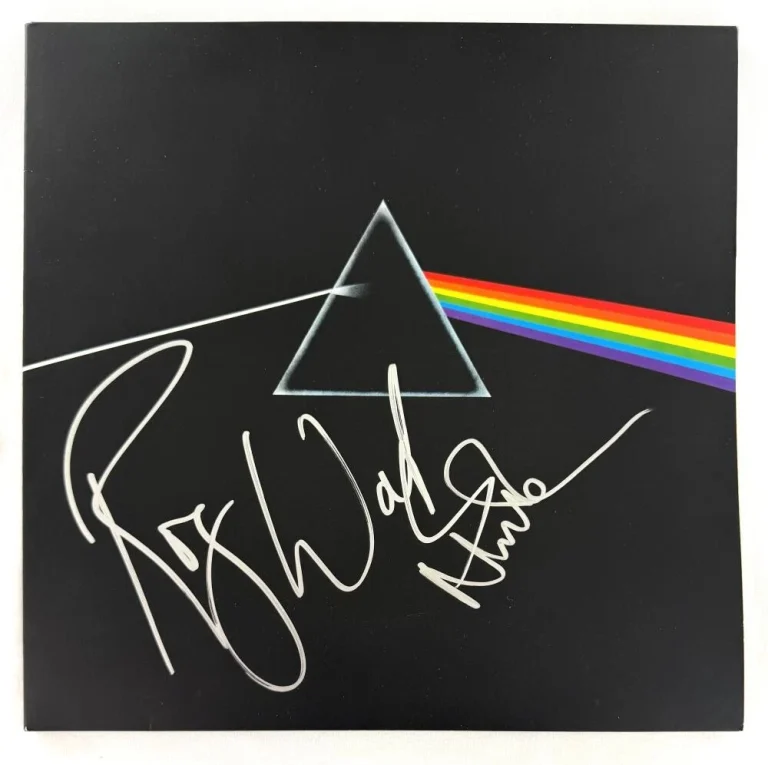 Roger Waters & Mason Signed Autograph Pink Floyd Dark Side of the Moon Album BAS