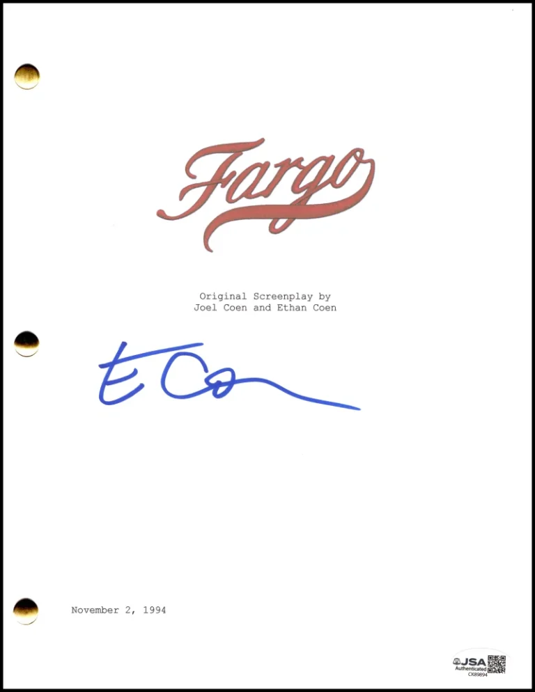 Ethan Coen Signed Autograph Fargo Full Movie Script Screenplay w/ JSA COA