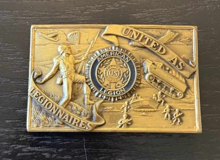 American Legion United As Legionnaires Military Themed Belt Buckle Vintage