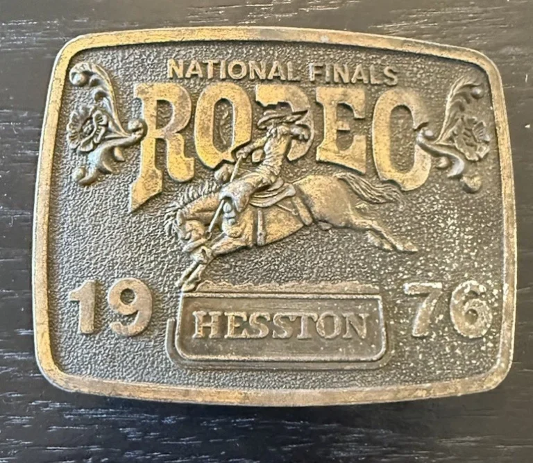 VINTAGE Hesston National Finals Rodeo 1976 Adult Belt Buckle