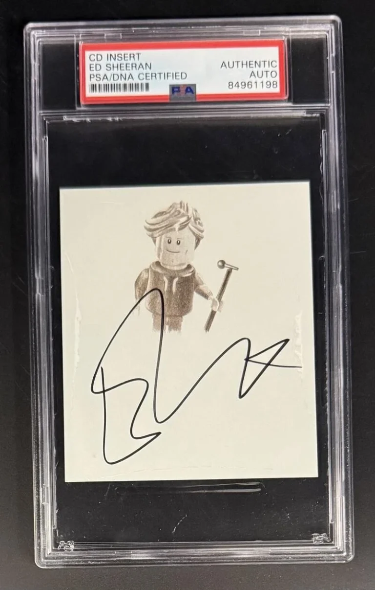Ed Sheeran Signed Autograph PSA/DNA COA Slabbed Full Signature Cut Card C