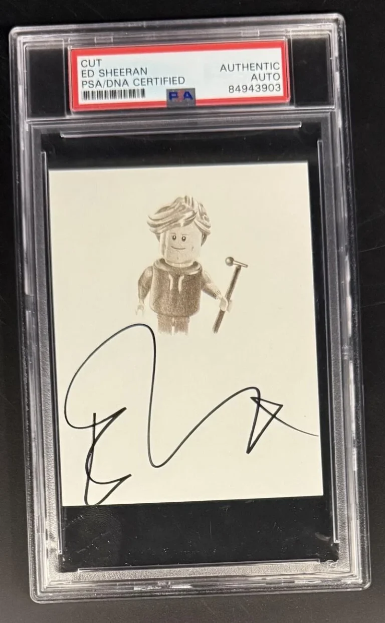 Ed Sheeran Signed Autograph PSA/DNA COA Slabbed Full Signature Cut Card D