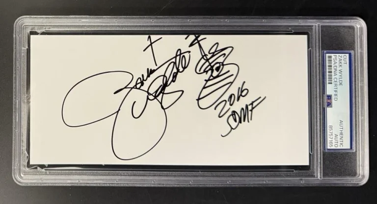 Zakk Wylde Signed Autograph Full Vintage Signature Cut Card Sketch PSA/DNA COA