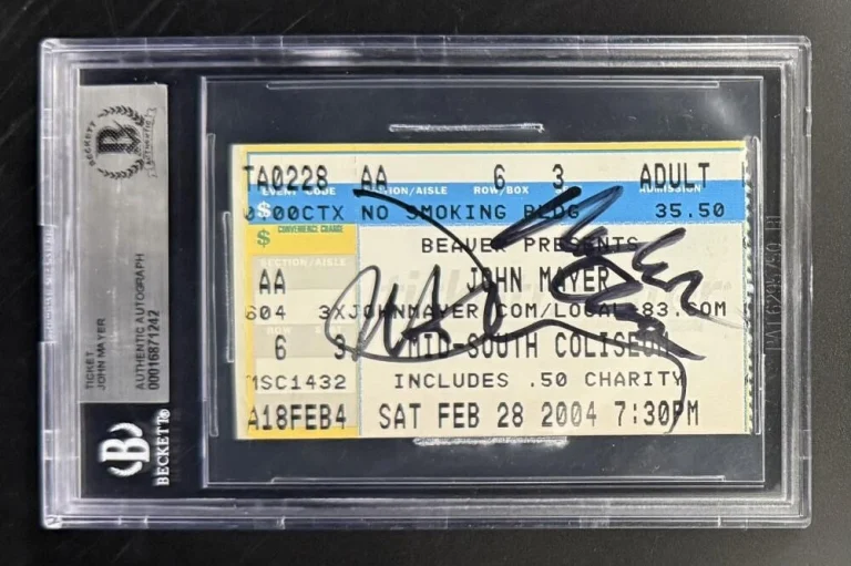 John Mayer Signed Autograph Beckett COA Slabbed 2004 Original Tour Ticket Rare