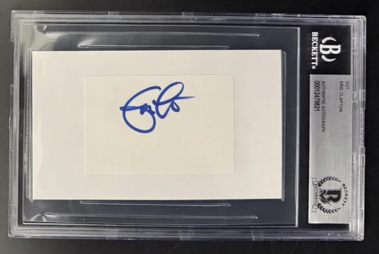 Eric Clapton Cream Signed Autograph Beckett COA Slab Full Cut Signature Card