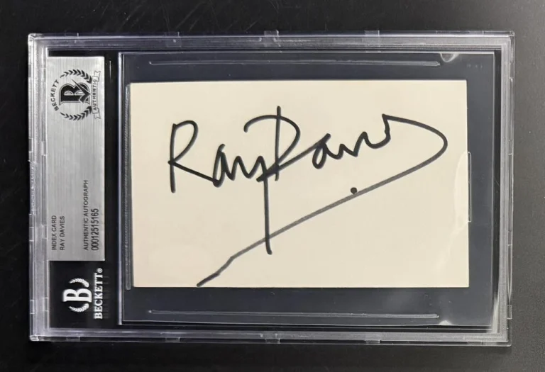 Ray Davies Kinks Signed Autograph Beckett COA Slabbed Cut Signature Note Card